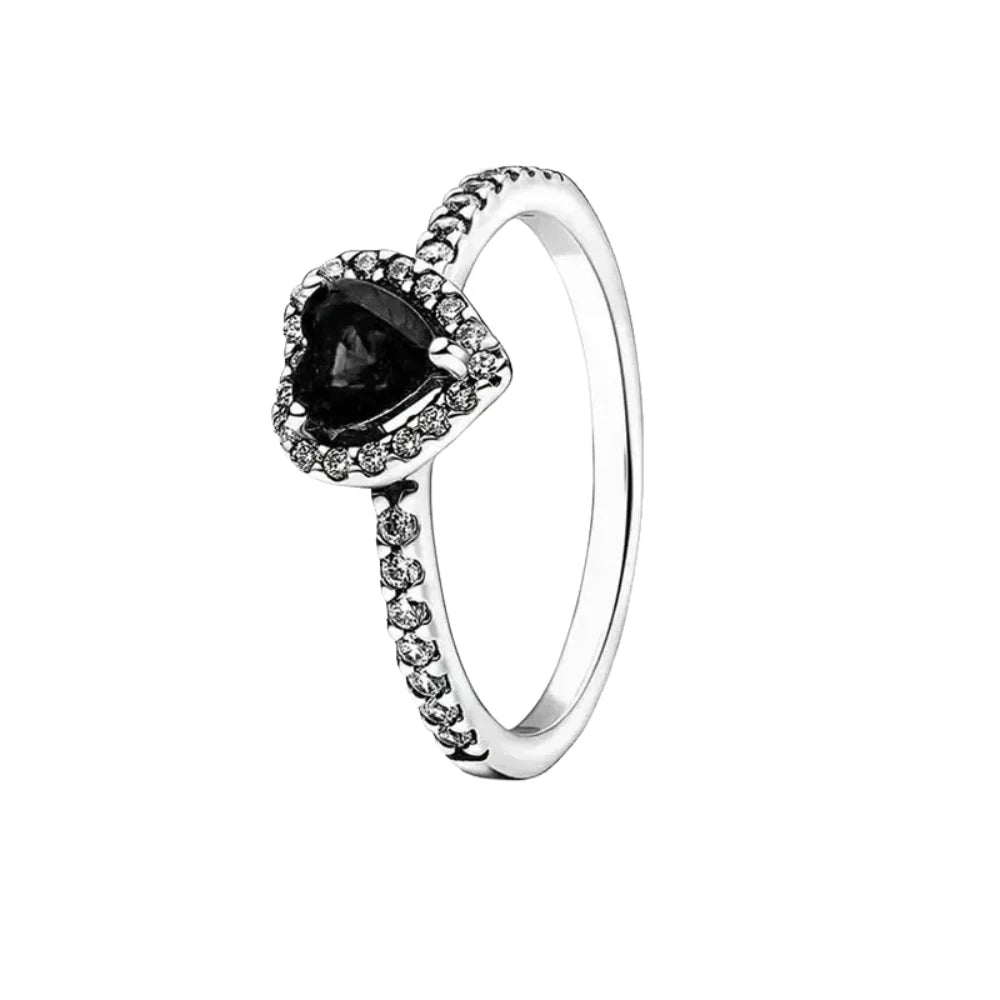 Anillo Corazón Elevado Negro