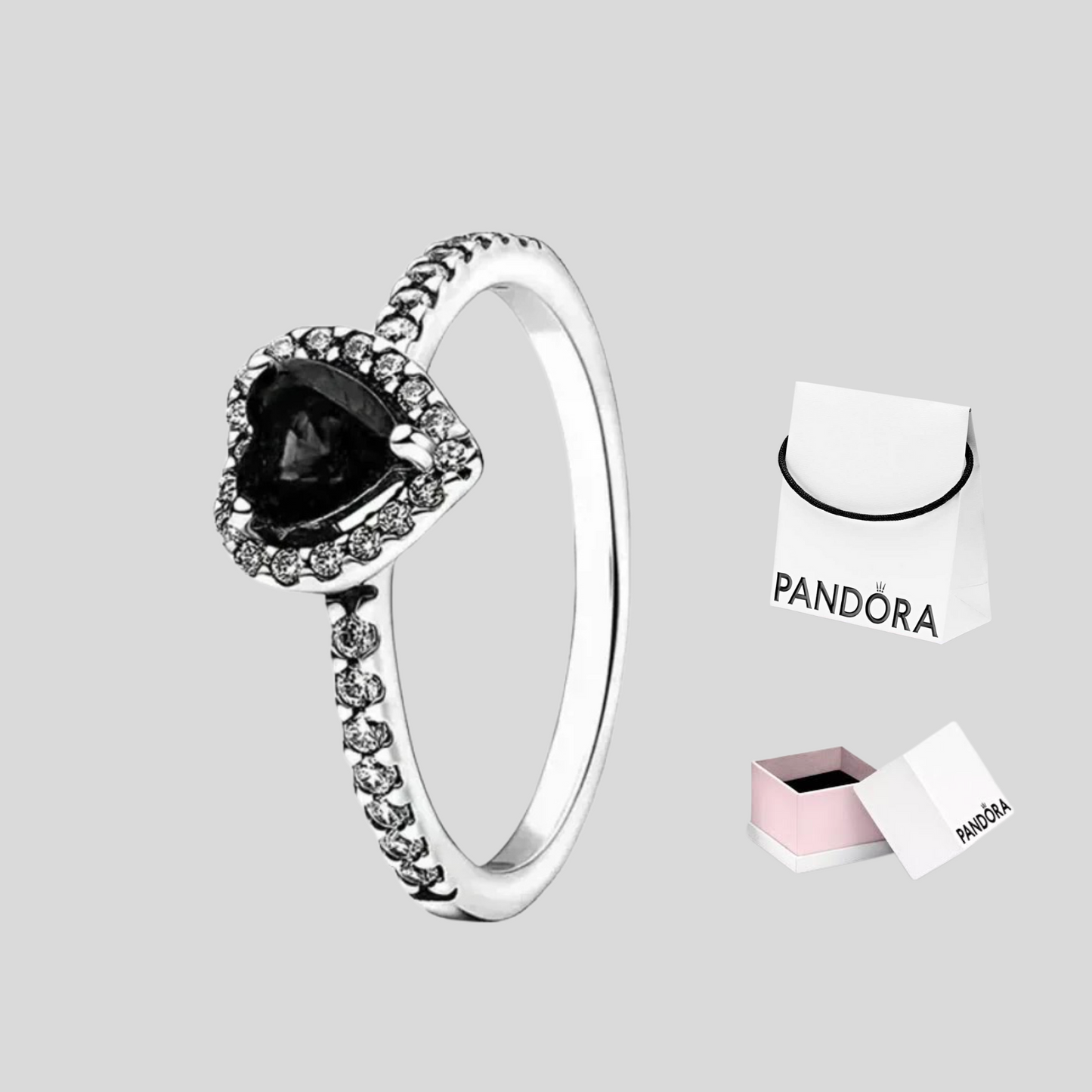 Anillo Corazón Elevado Negro