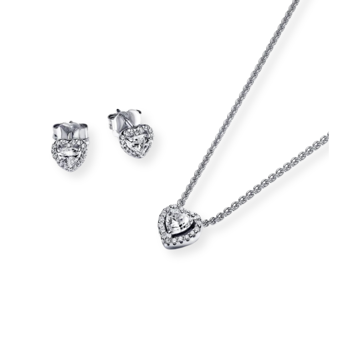 Set de collar y aretes corazón