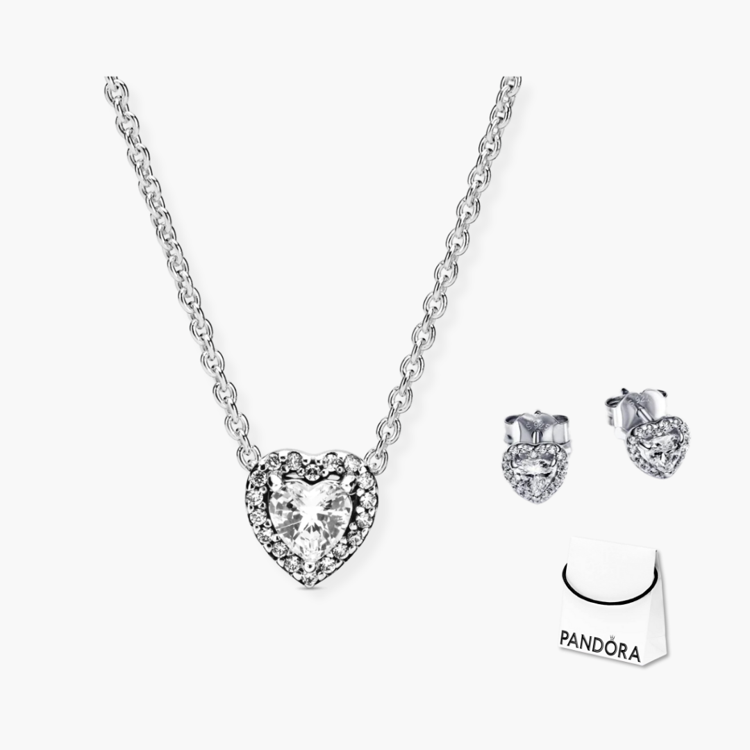 Set de collar y aretes corazón